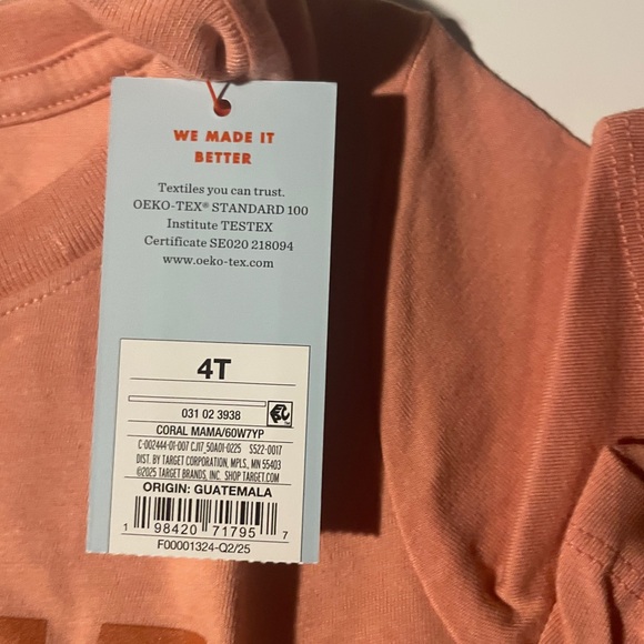 Cat & Jack Kids' Pink 'Je t'aime Maman' T-Shirt Toddlers Size 4T NWT Fun Wear - Picture 5 of 7